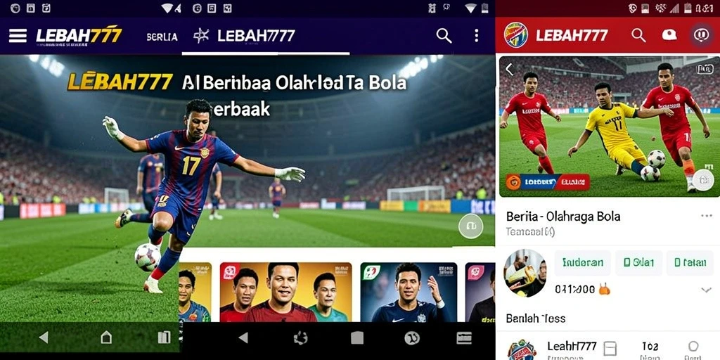 Tampilan utama LEBAH777 menampilkan berita dan statistik olahraga bola.