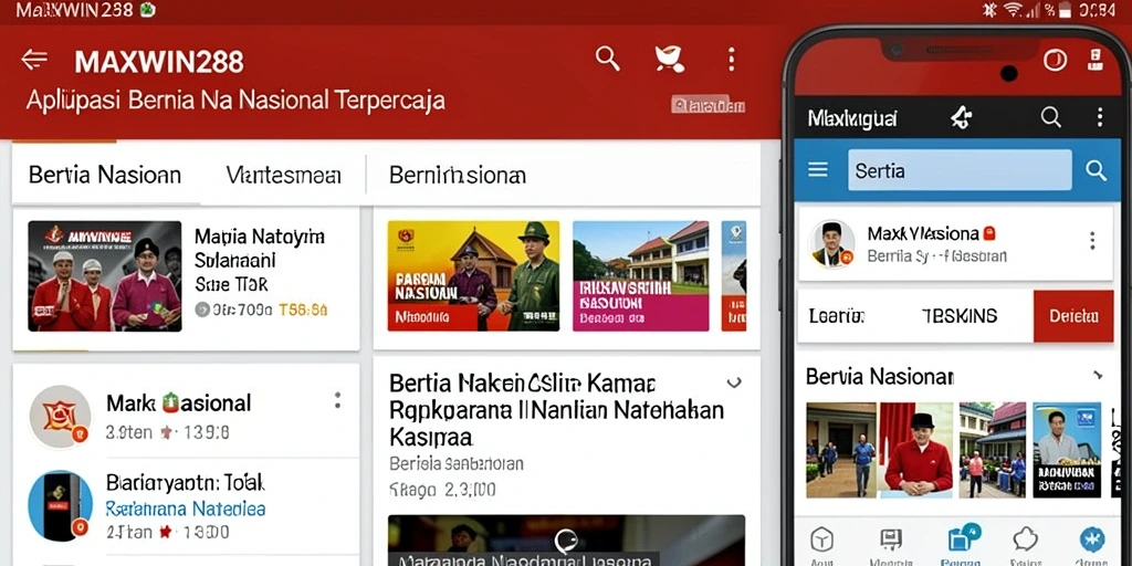 Screenshot aplikasi MAXWIN288 menunjukkan antarmuka Berita Nasional yang informatif.