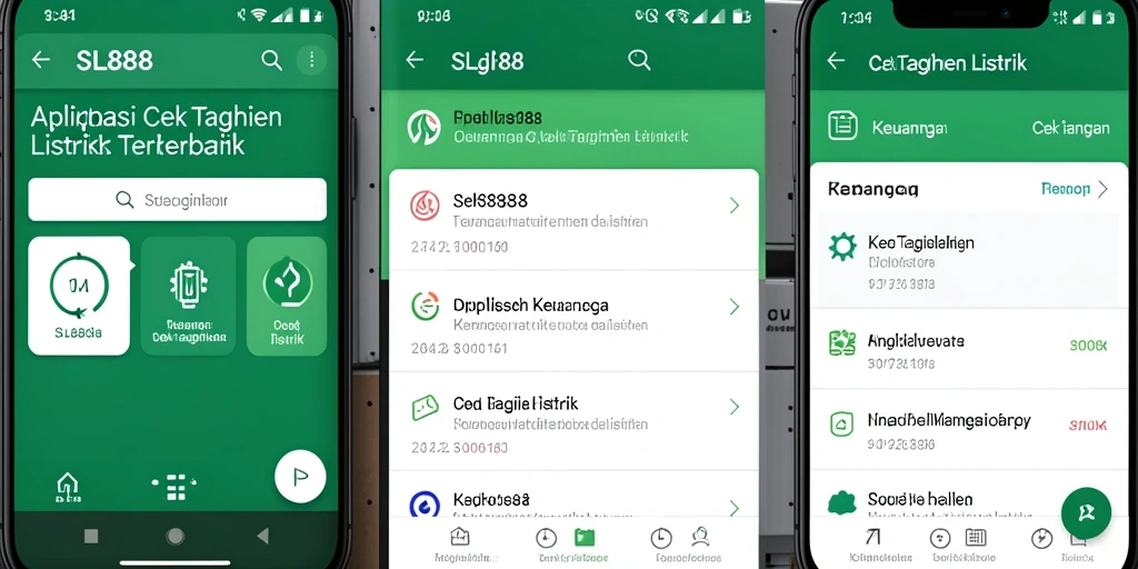 Tampilan antarmuka aplikasi SL888 untuk Cek Tagihan Listrik.