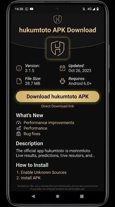 Tampilan halaman APK hukumtoto